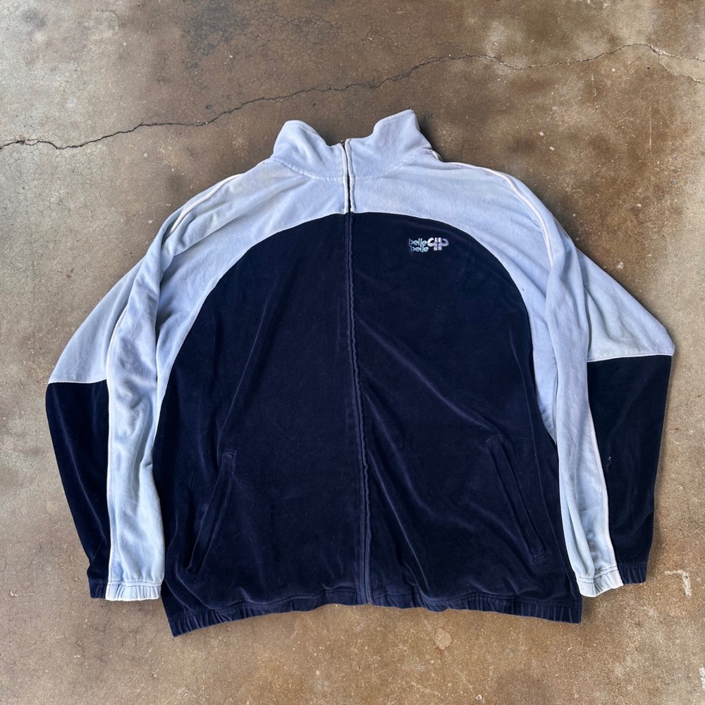 Pelle Pelle Track Jacket Mens XXL Blue Good Vintage Velour Full Zip Streetwear